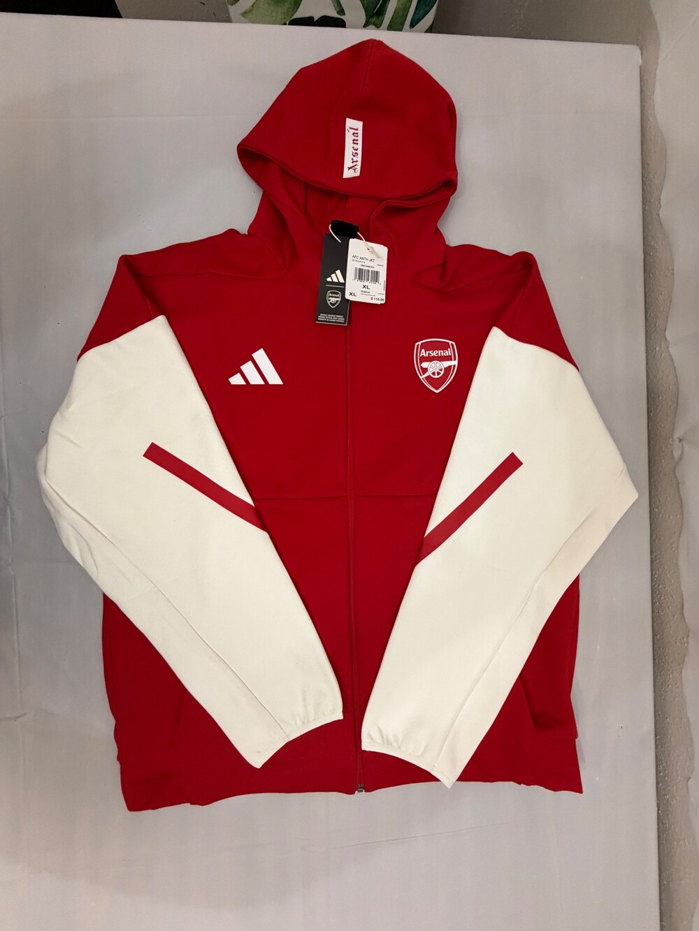 Adidas Arsenal Z.N.E. Anthem Men's Soccer Jacket XL Red White Full Zip Hoodie